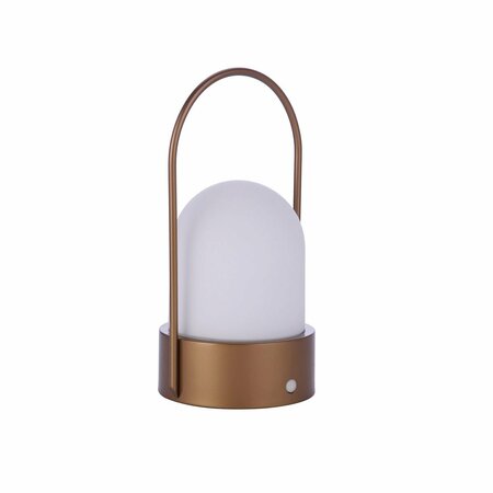 CRAFTMADE Outdoor Rechargeable Dimmable LED Portable Lamp in satin Brass Dome shade 86276R-LED